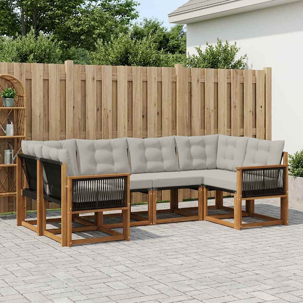 Buiten bankenset met kussen 6 pcs Natuurlijk en Lichtgrijs – afbeelding 1