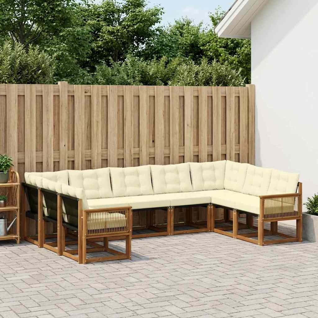 Buiten bankenset met kussen 9 pcs Natuurlijk en Crème