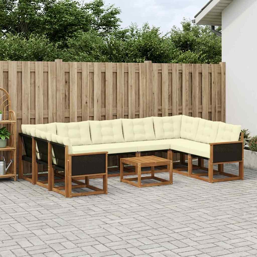 Buiten bankenset met kussen 10 pcs Natuurlijk en Crème – afbeelding 1