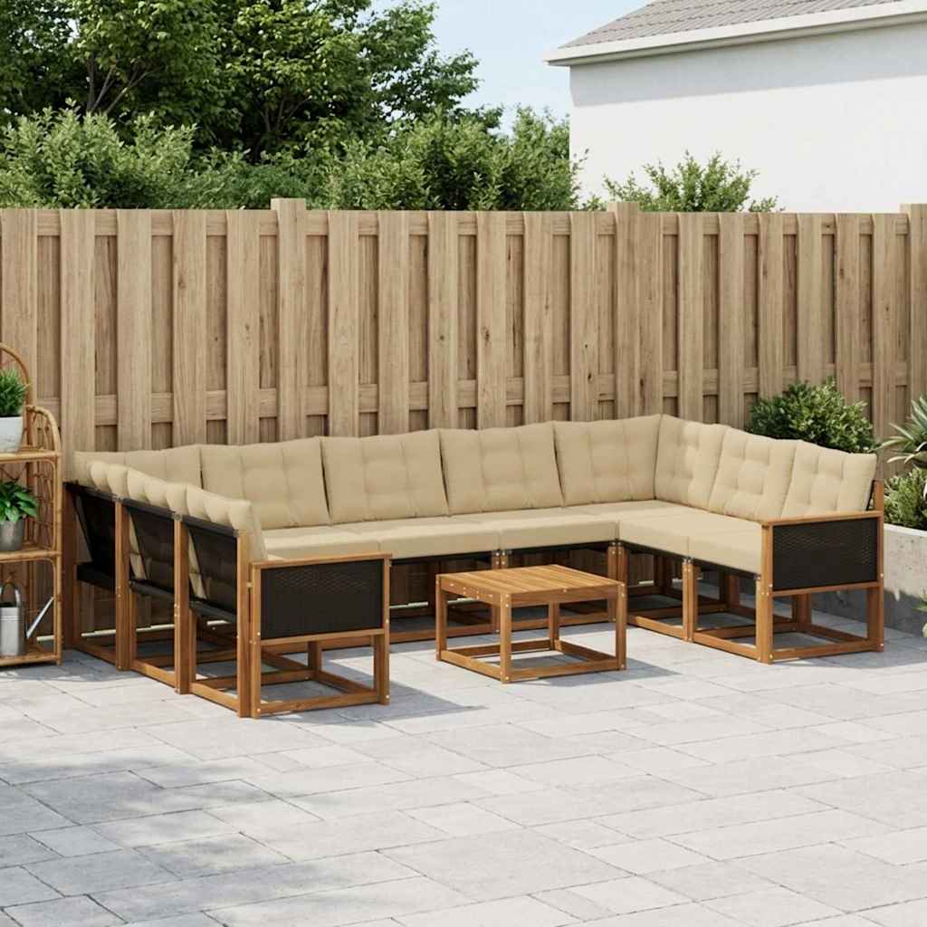 Buiten bankenset met kussen 10 pcs Natuurlijk en Beige – afbeelding 1