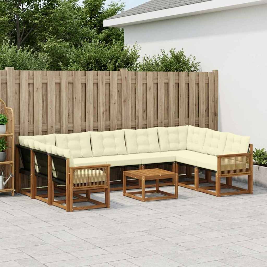 Buiten bankenset met kussen 10 pcs Natuurlijk en Crème – afbeelding 1