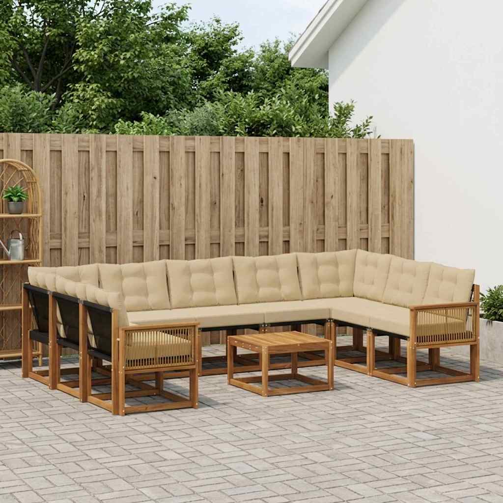 Buiten bankenset met kussen 10 pcs Natuurlijk en Beige – afbeelding 1