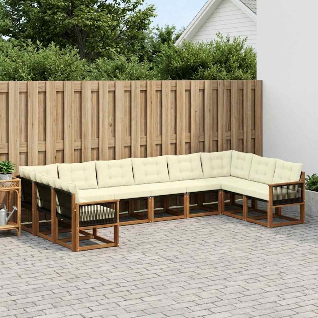 Buiten bankenset met kussen 10 pcs Natuurlijk en Crème