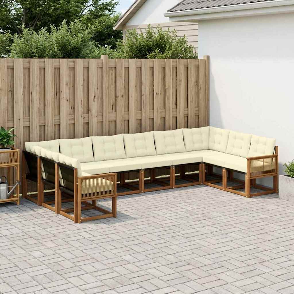 Buiten bankenset met kussen 10 pcs Natuurlijk en Crème – afbeelding 1