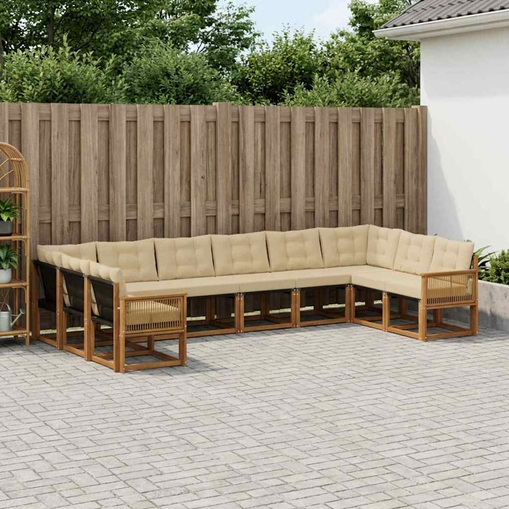 Buiten bankenset met kussen 10 pcs Natuurlijk en Beige – afbeelding 1