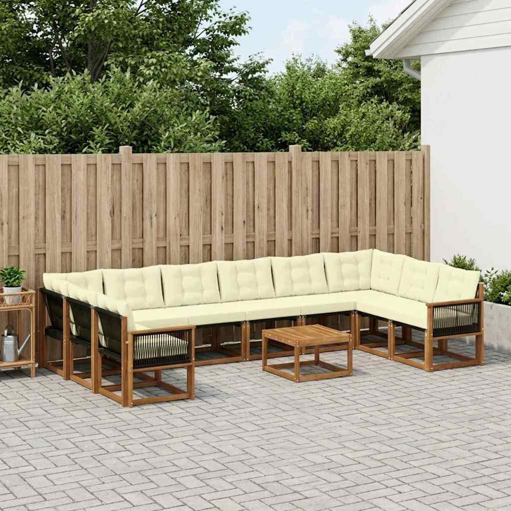 Buiten bankenset met kussen 11 pcs Natuurlijk en Crème – afbeelding 1