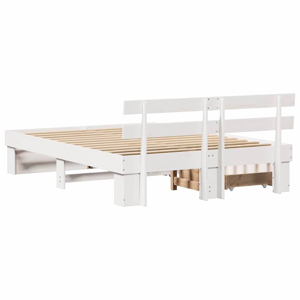 Bedframe met hoofdeinde Wit 140 x 200 cm Massief grenenhout – afbeelding 10