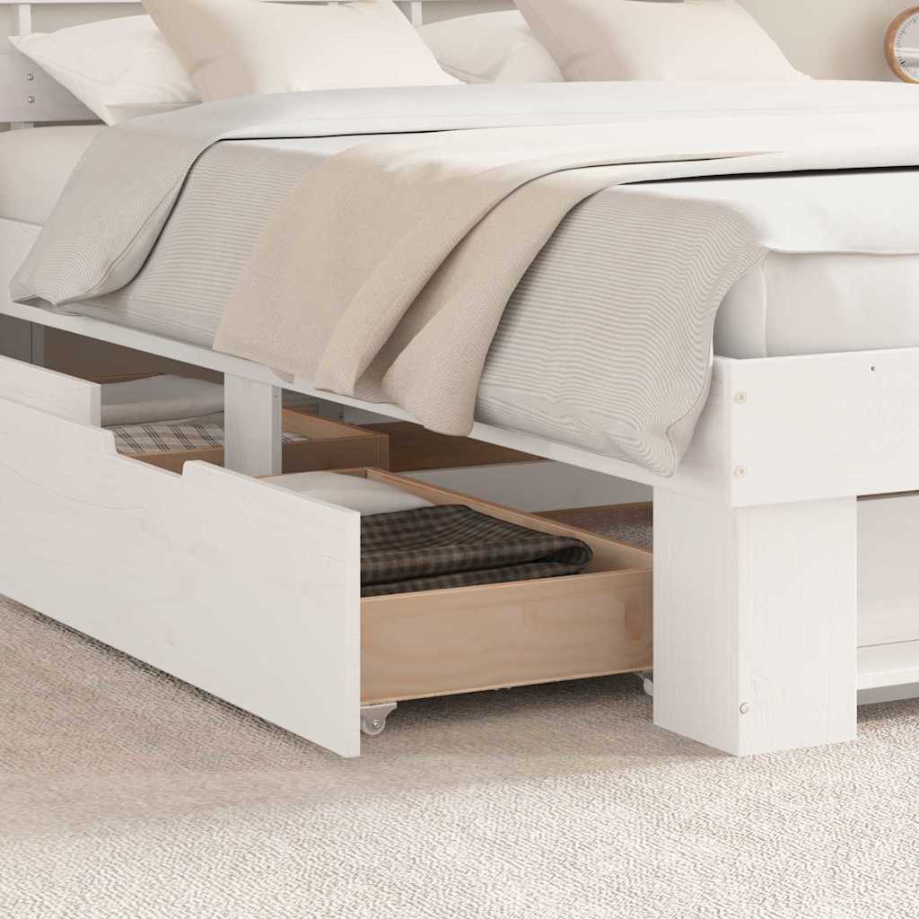 Bedframe met hoofdeinde Wit 140 x 200 cm Massief grenenhout – afbeelding 4