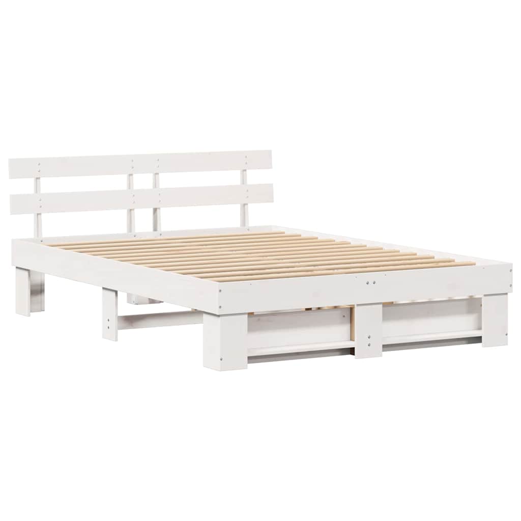 Bedframe met hoofdeinde Wit 140 x 200 cm Massief grenenhout – afbeelding 7