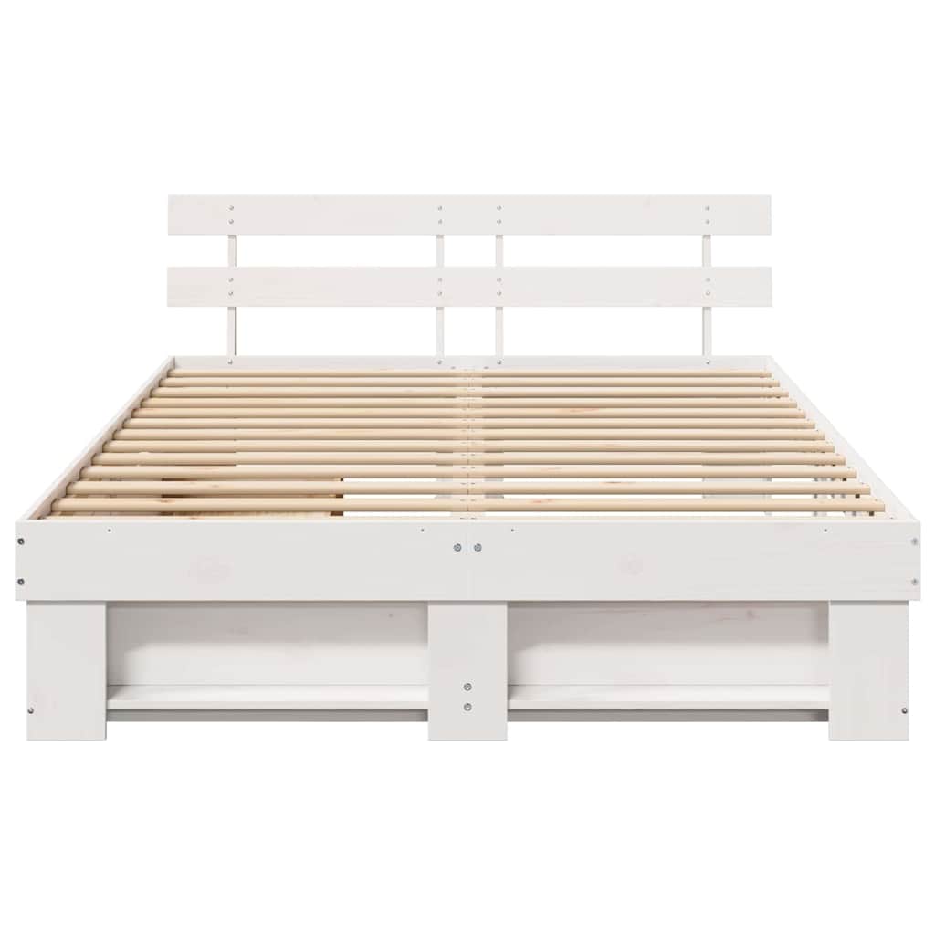 Bedframe met hoofdeinde Wit 140 x 200 cm Massief grenenhout – afbeelding 8