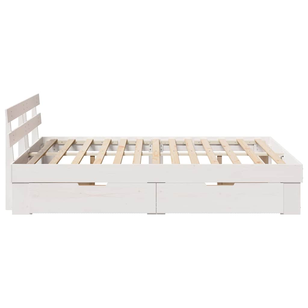 Bedframe met hoofdeinde Wit 140 x 200 cm Massief grenenhout – afbeelding 9