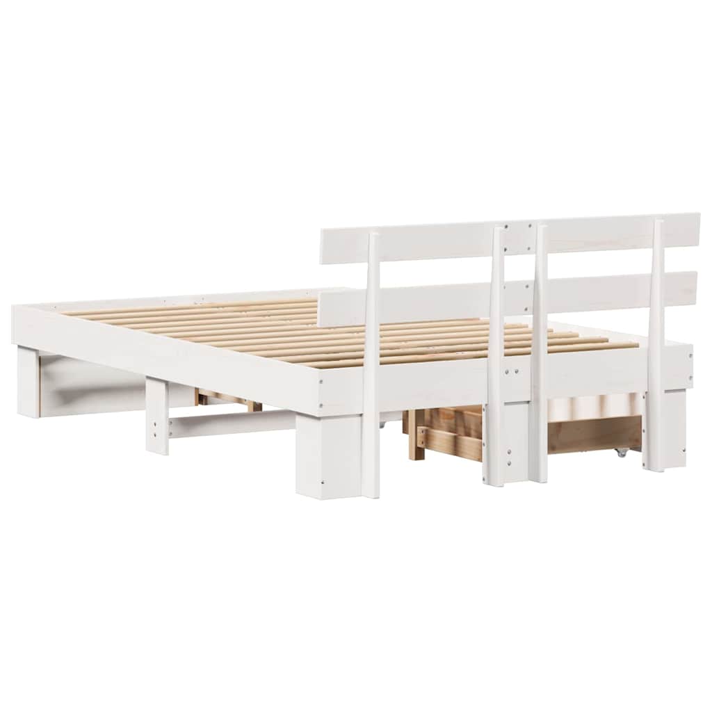 Bedframe met hoofdeinde Wit 140 x 190 cm Massief grenenhout – afbeelding 10