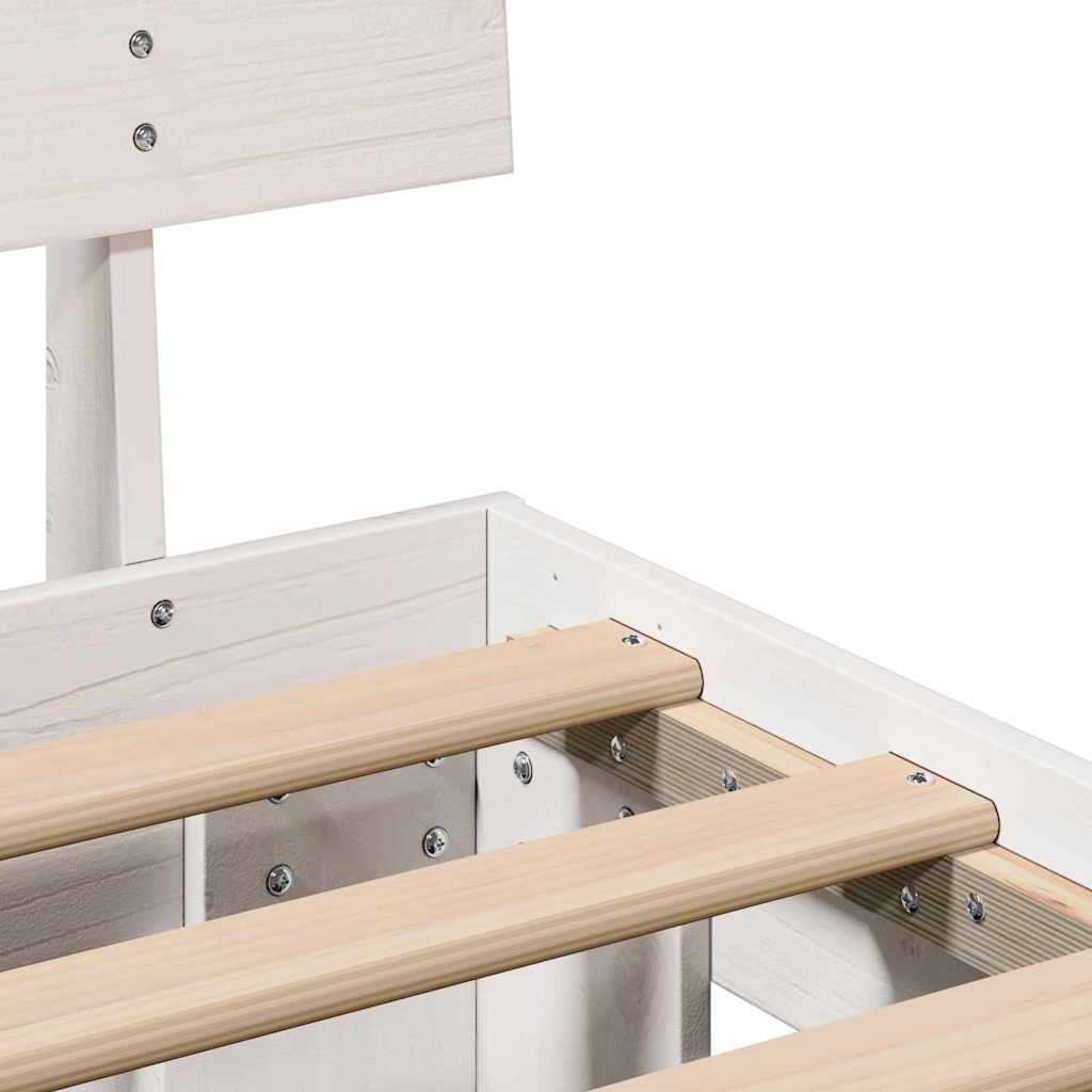 Bedframe met hoofdeinde Wit 140 x 190 cm Massief grenenhout – afbeelding 11