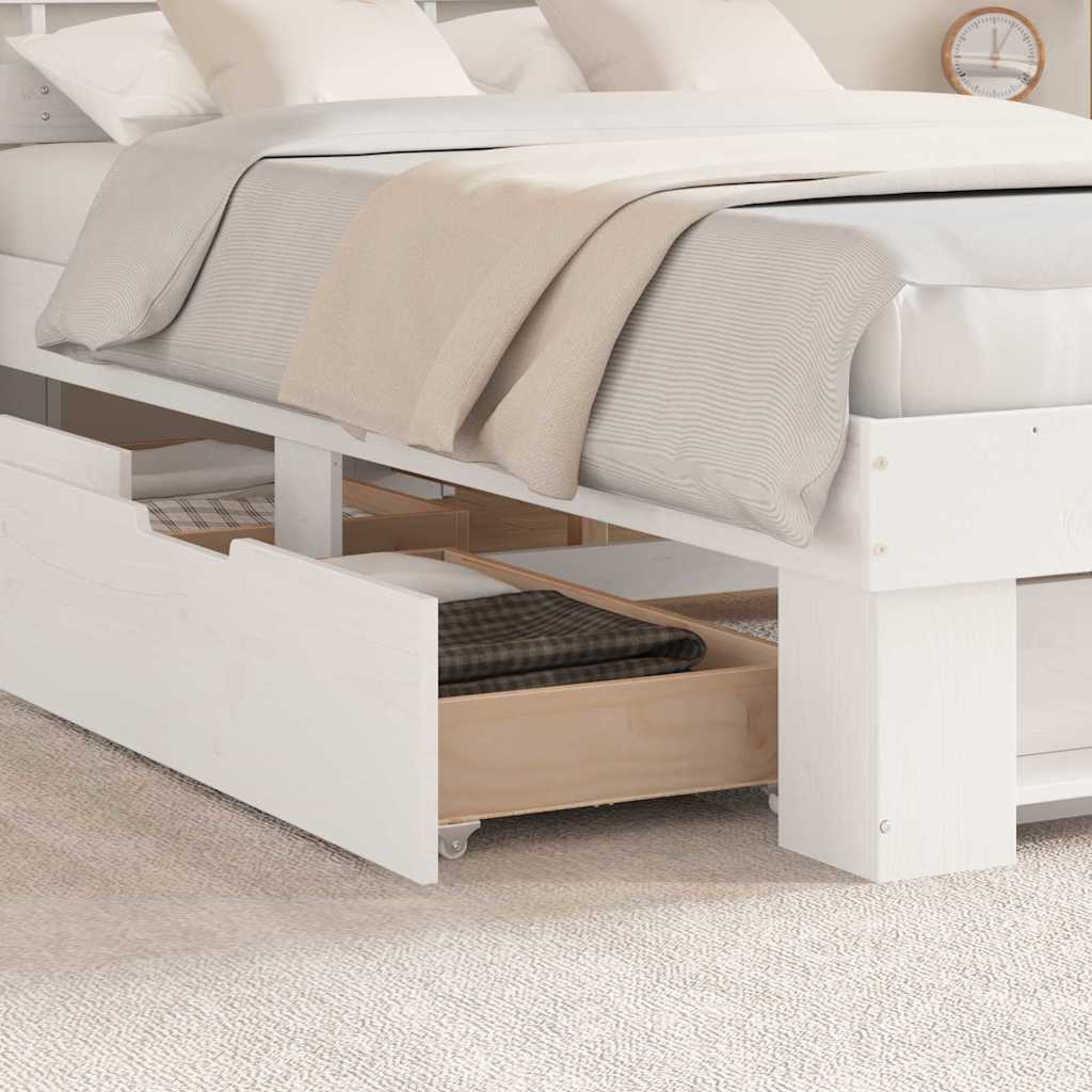 Bedframe met hoofdeinde Wit 140 x 190 cm Massief grenenhout – afbeelding 4