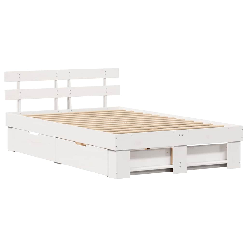 Bedframe met hoofdeinde Wit 140 x 190 cm Massief grenenhout – afbeelding 5