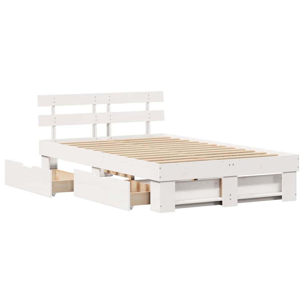 Bedframe met hoofdeinde Wit 140 x 190 cm Massief grenenhout – afbeelding 6