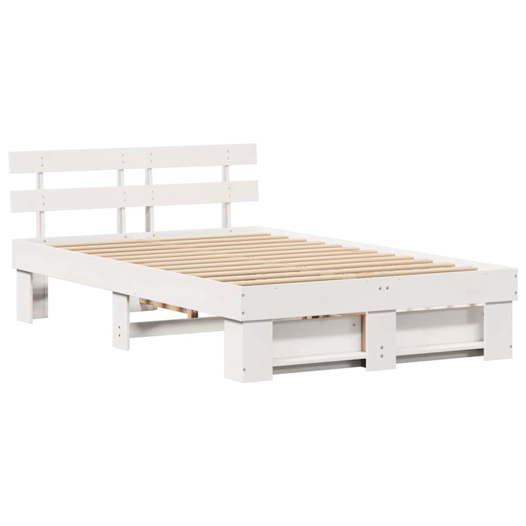Bedframe met hoofdeinde Wit 140 x 190 cm Massief grenenhout – afbeelding 7
