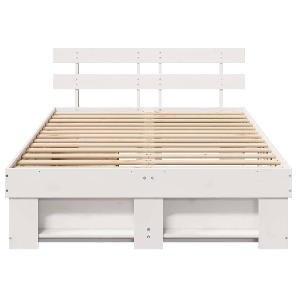 Bedframe met hoofdeinde Wit 140 x 190 cm Massief grenenhout – afbeelding 8