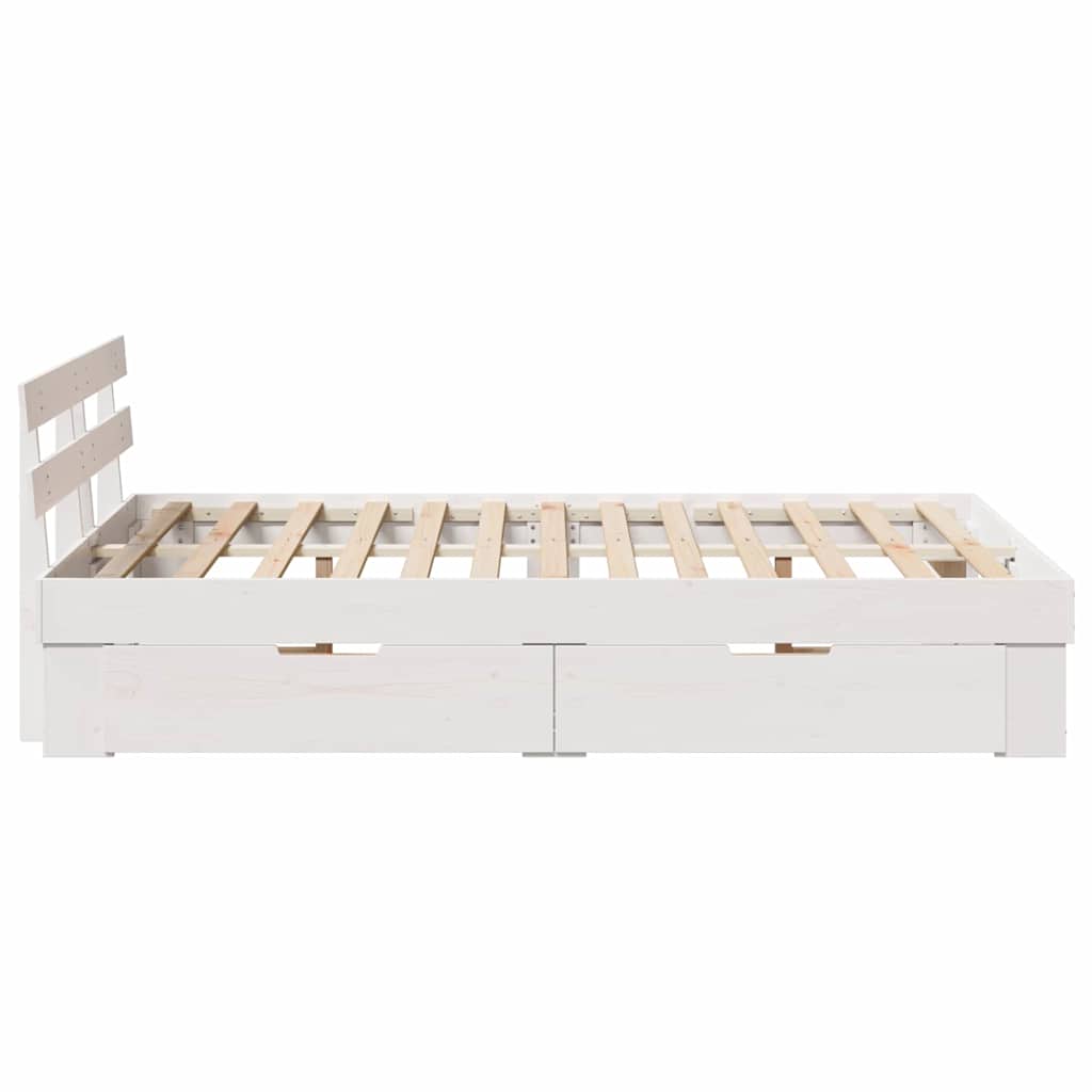 Bedframe met hoofdeinde Wit 140 x 190 cm Massief grenenhout – afbeelding 9