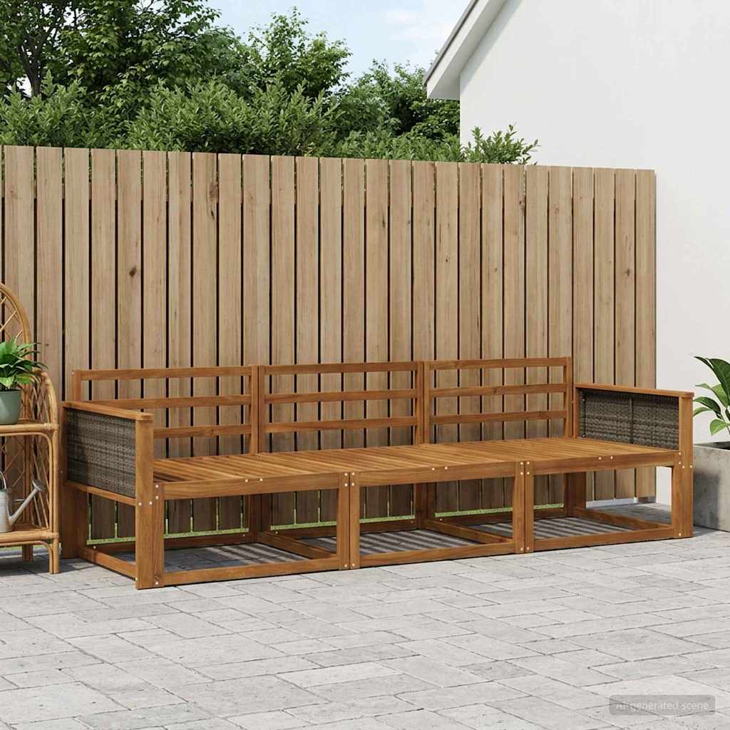 Buiten bankenset 3 pcs Naturel Massief Acaciahout