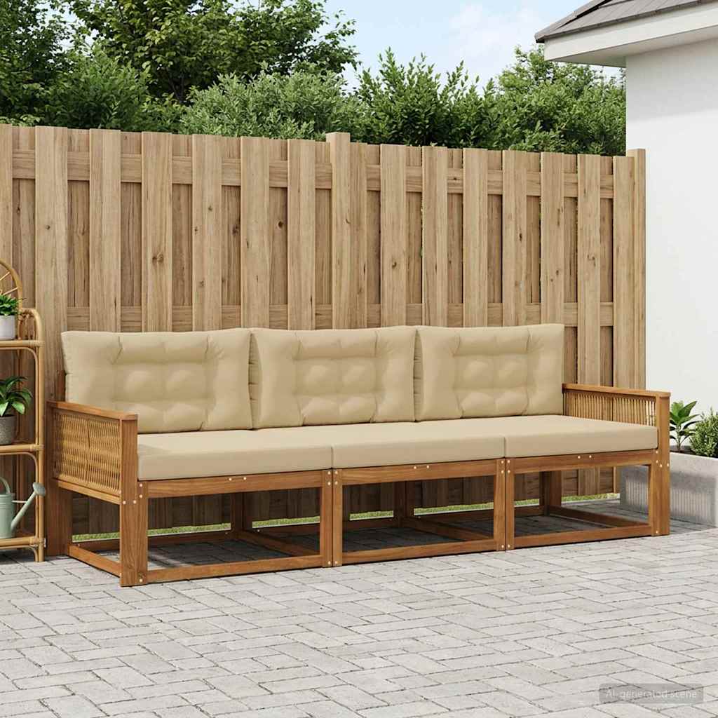 Buiten bankenset met kussen 3 pcs Natuurlijk en Beige – afbeelding 1
