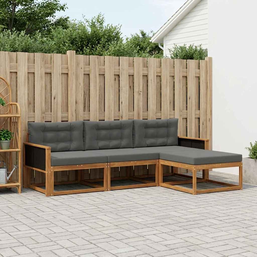 Buiten bankenset met kussen 4 pcs Natuurlijk en Antraciet – afbeelding 1
