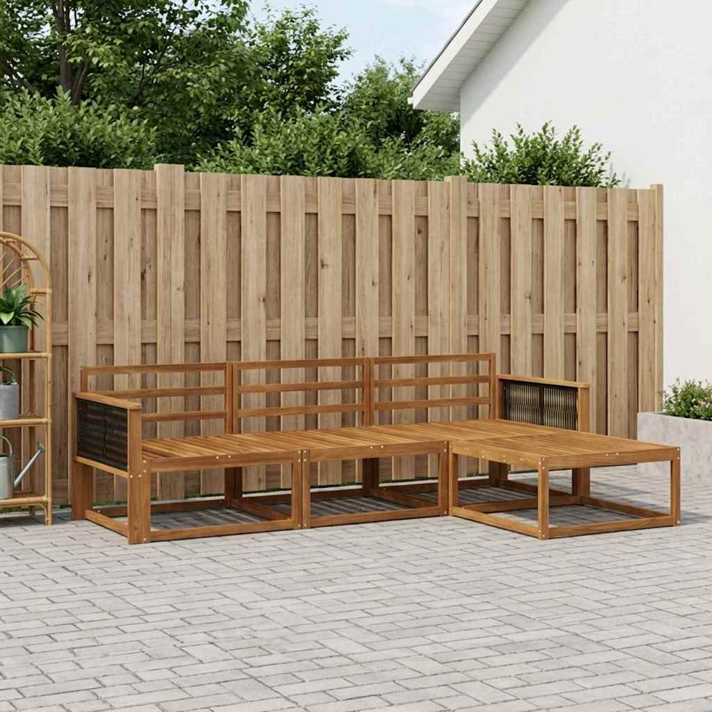 Buiten bankenset 4 pcs Naturel Massief Acaciahout – afbeelding 1