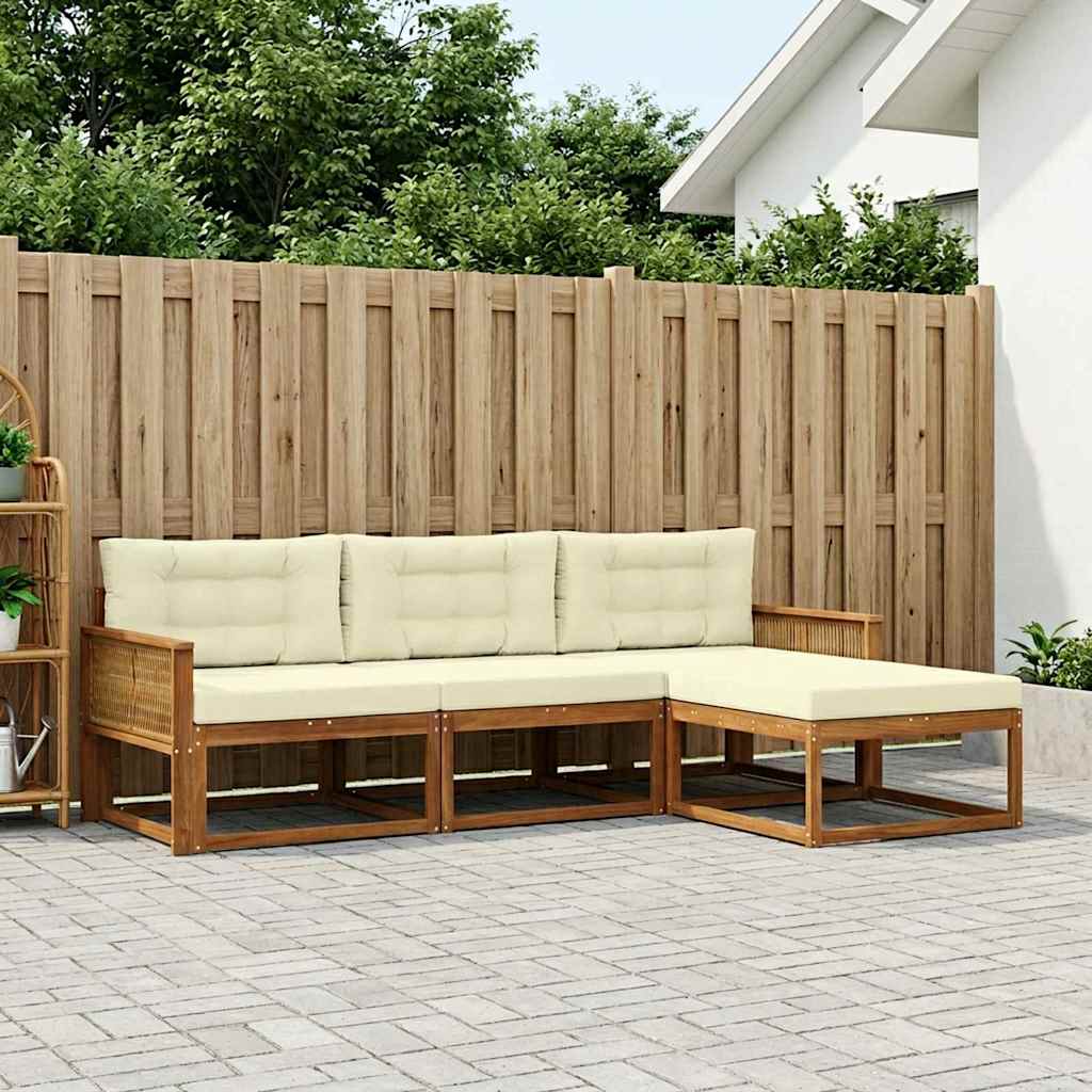 Buiten bankenset met kussen 4 pcs Natuurlijk en Crème