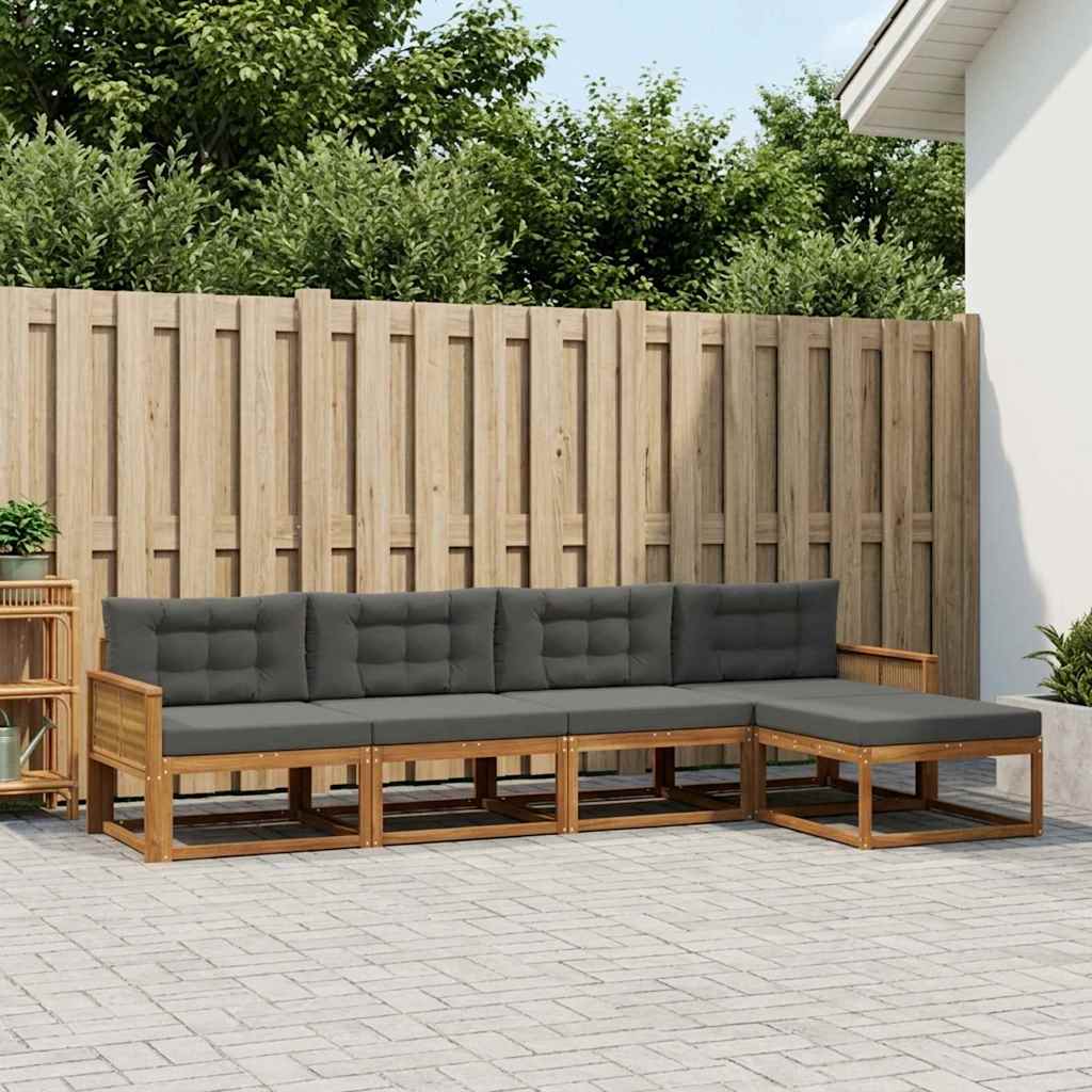 Buiten bankenset met kussen 5 pcs Natuurlijk en Antraciet – afbeelding 1
