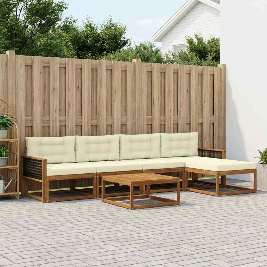 Buiten bankenset met kussen 6 pcs Natuurlijk en Crème – afbeelding 1