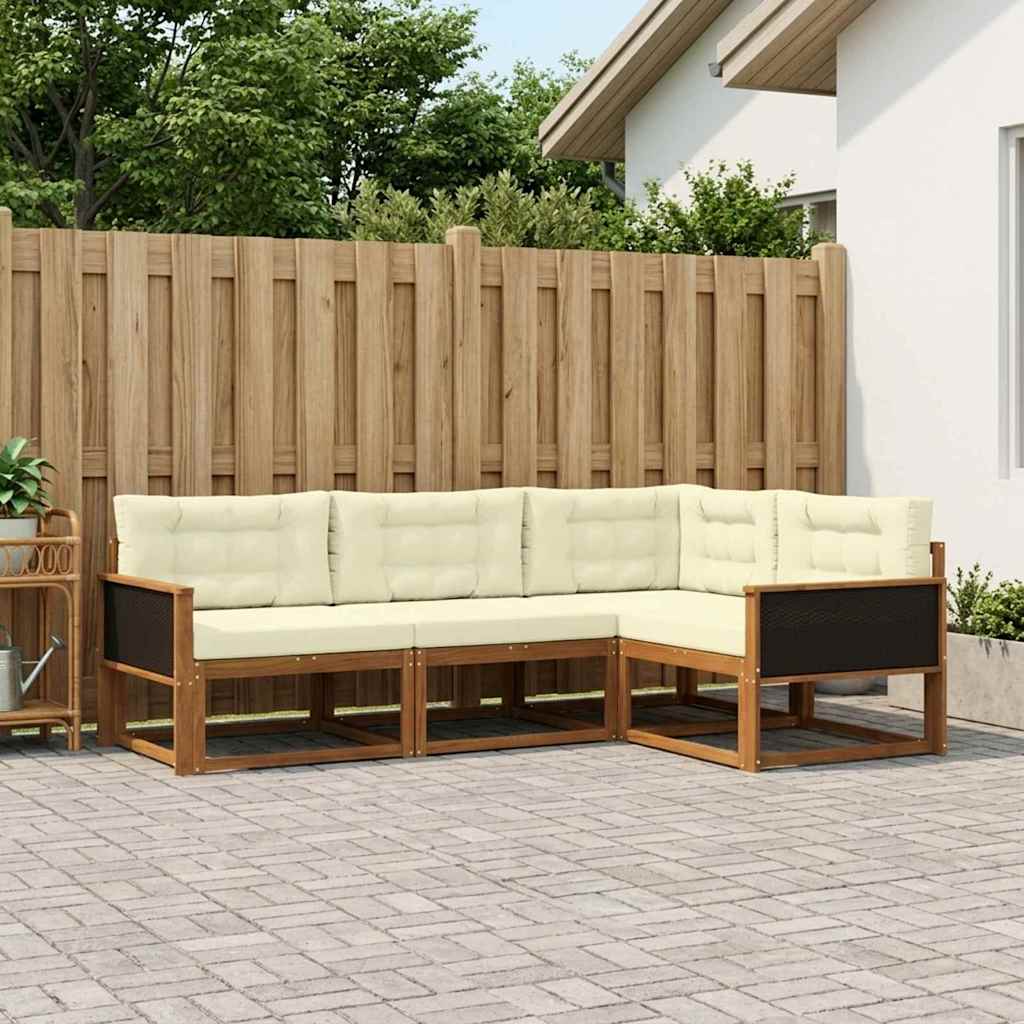 Buiten bankenset met kussen 4 pcs Natuurlijk en Crème – afbeelding 1