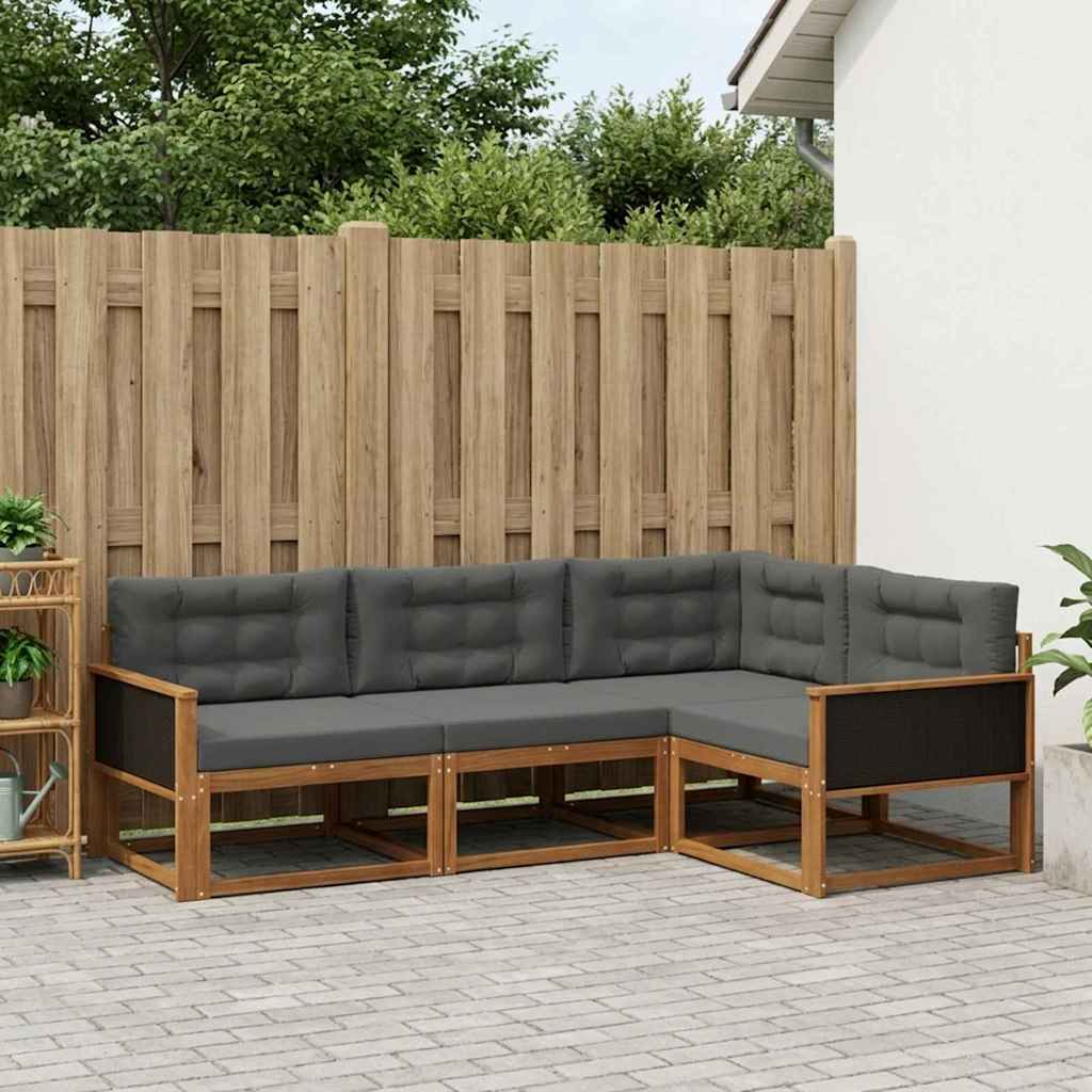 Buiten bankenset met kussen 4 pcs Natuurlijk en Antraciet – afbeelding 1