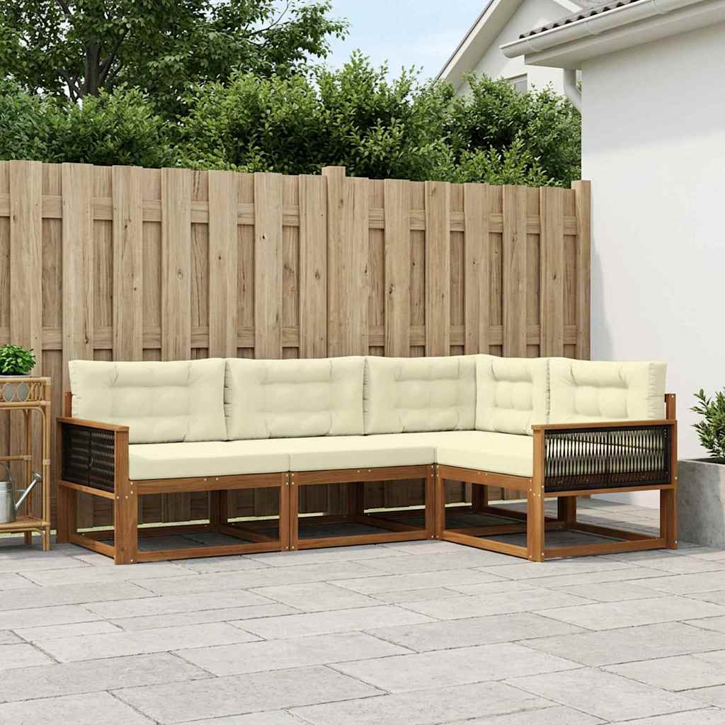 Buiten bankenset met kussen 4 pcs Natuurlijk en Crème – afbeelding 1
