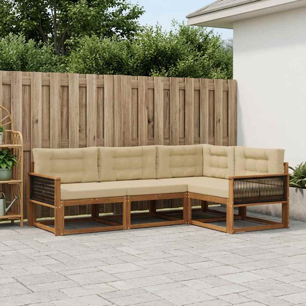 Buiten bankenset met kussen 4 pcs Natuurlijk en Beige – afbeelding 1