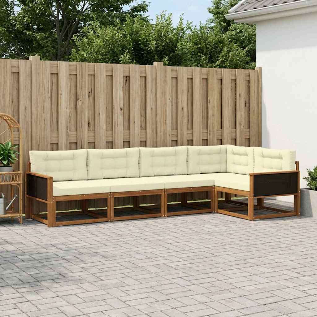 Buiten bankenset met kussen 5 pcs Natuurlijk en Crème – afbeelding 1