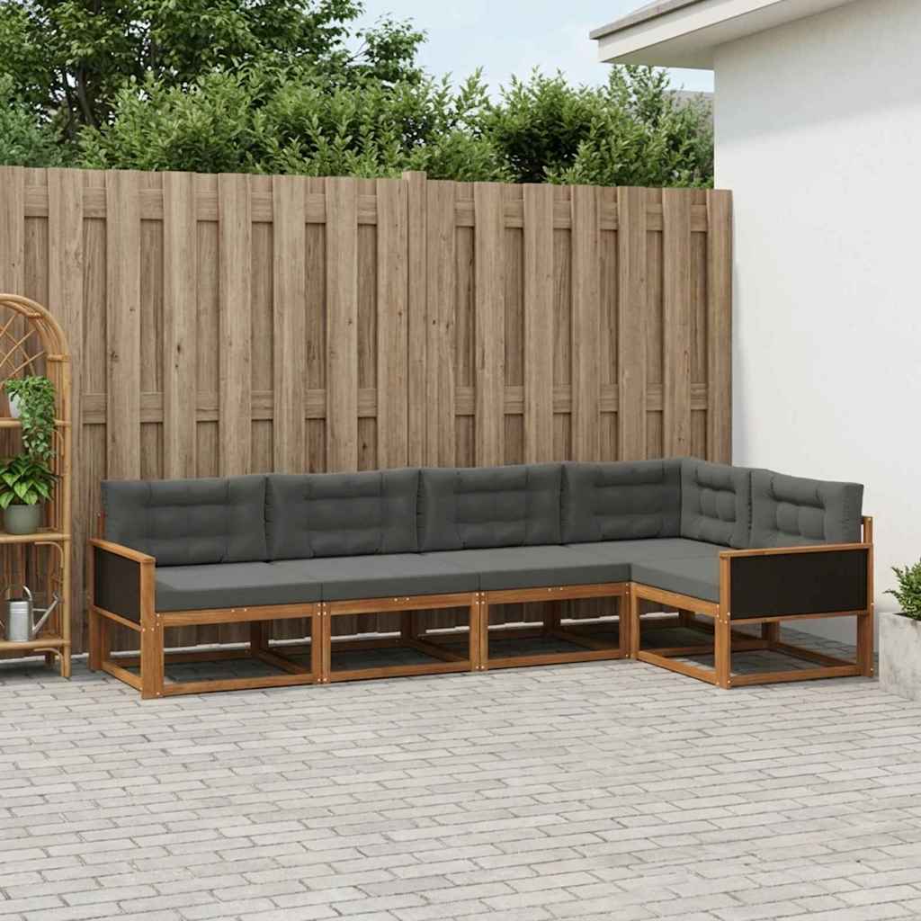 Buiten bankenset met kussen 5 pcs Natuurlijk en Antraciet – afbeelding 1
