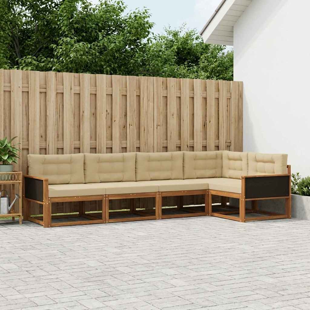 Buiten bankenset met kussen 5 pcs Natuurlijk en Beige – afbeelding 1