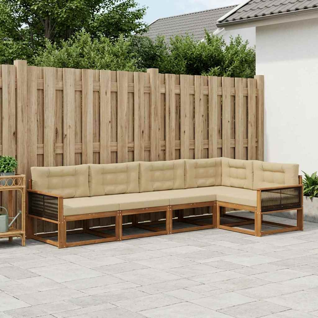 Buiten bankenset met kussen 5 pcs Natuurlijk en Beige – afbeelding 1