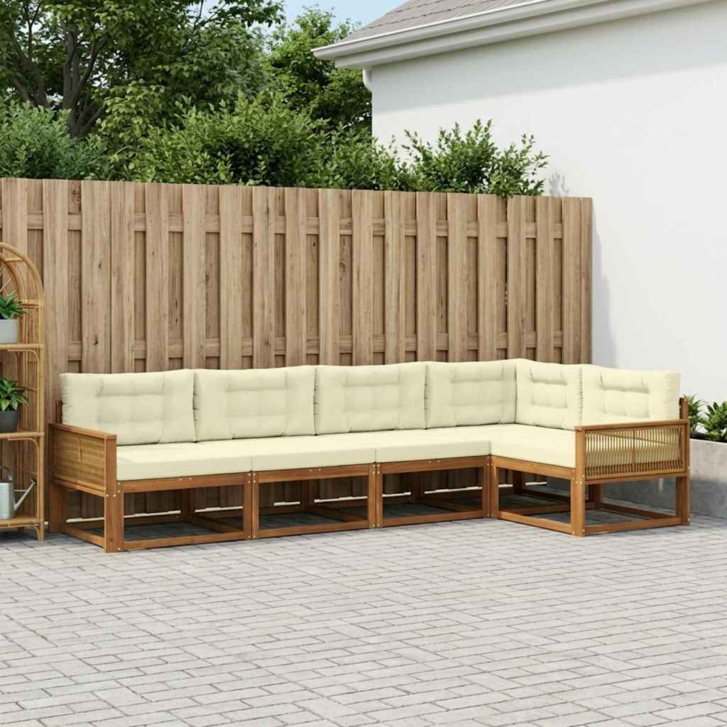Buiten bankenset met kussen 5 pcs Natuurlijk en Crème – afbeelding 1