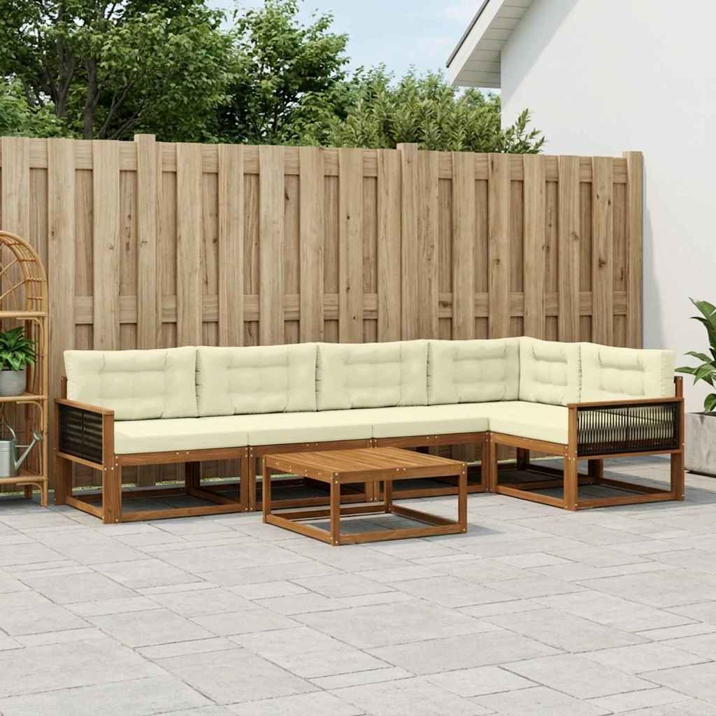 Buiten bankenset met kussen 6 pcs Natuurlijk en Crème – afbeelding 1