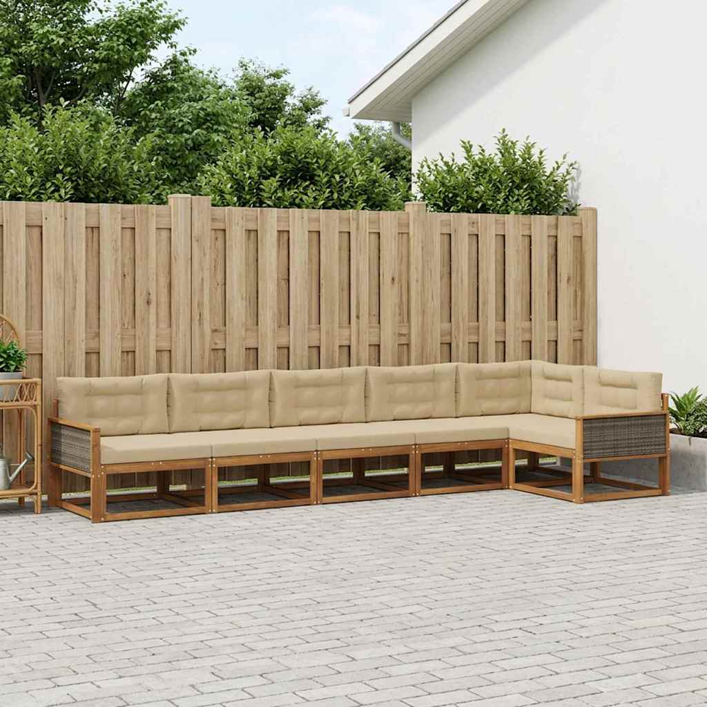 Buiten bankenset met kussen 6 pcs Natuurlijk en Beige – afbeelding 1