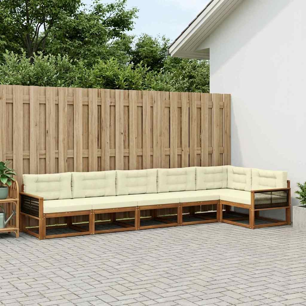 Buiten bankenset met kussen 6 pcs Natuurlijk en Crème – afbeelding 1