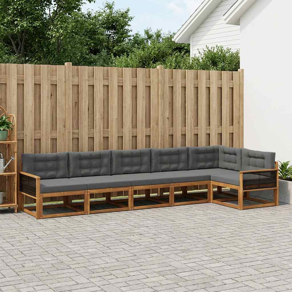 Buiten bankenset met kussen 6 pcs Natuurlijk en Antraciet – afbeelding 1