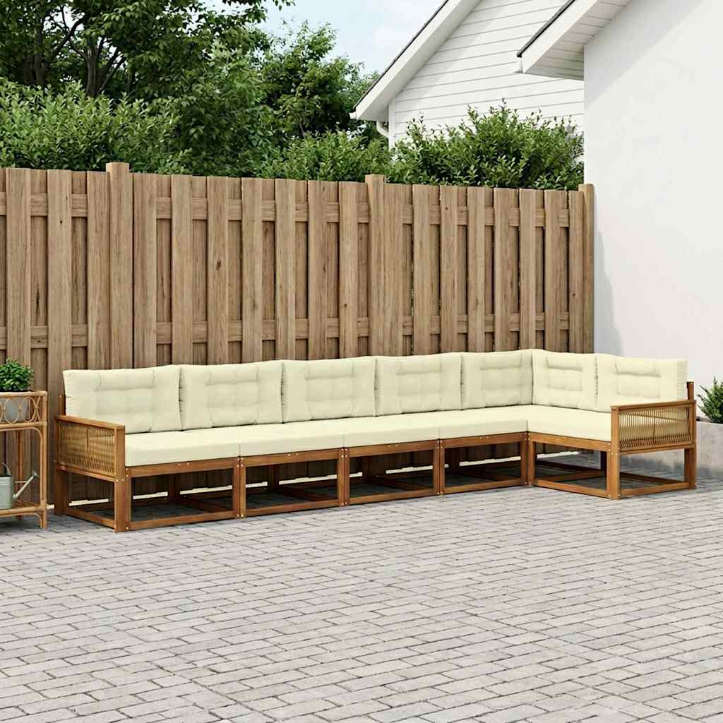 Buiten bankenset met kussen 6 pcs Natuurlijk en Crème