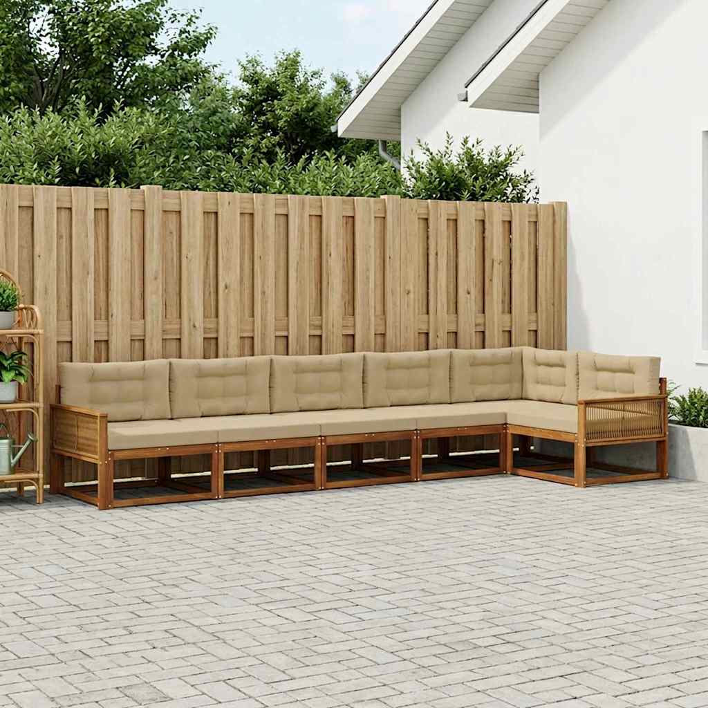 Buiten bankenset met kussen 6 pcs Natuurlijk en Beige – afbeelding 1