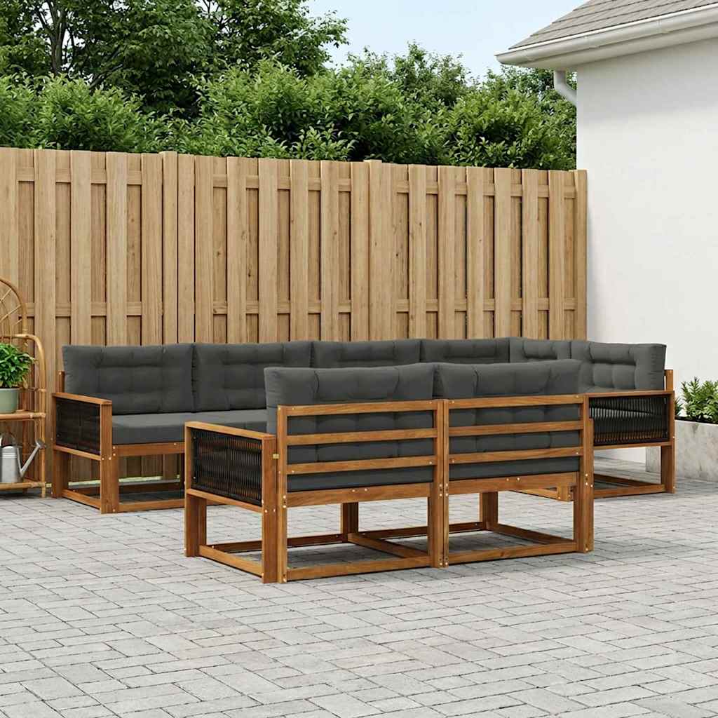Buiten bankenset met kussen 7 pcs Natuurlijk en Antraciet – afbeelding 1
