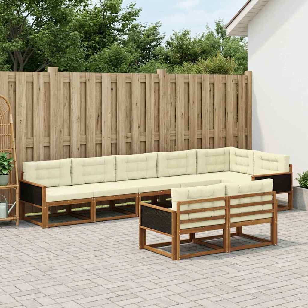 Buiten bankenset met kussen 8 pcs Natuurlijk en Crème