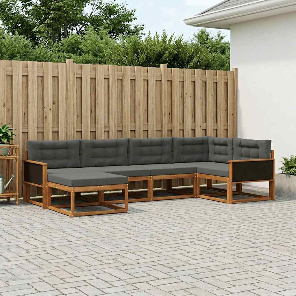 Buiten bankenset met kussen 6 pcs Natuurlijk en Antraciet – afbeelding 1