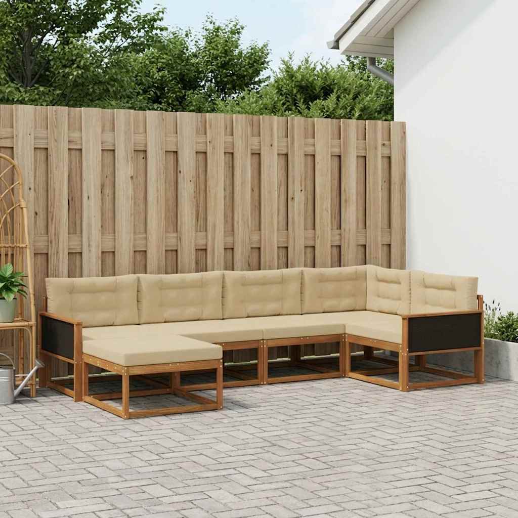 Buiten bankenset met kussen 6 pcs Natuurlijk en Beige – afbeelding 1