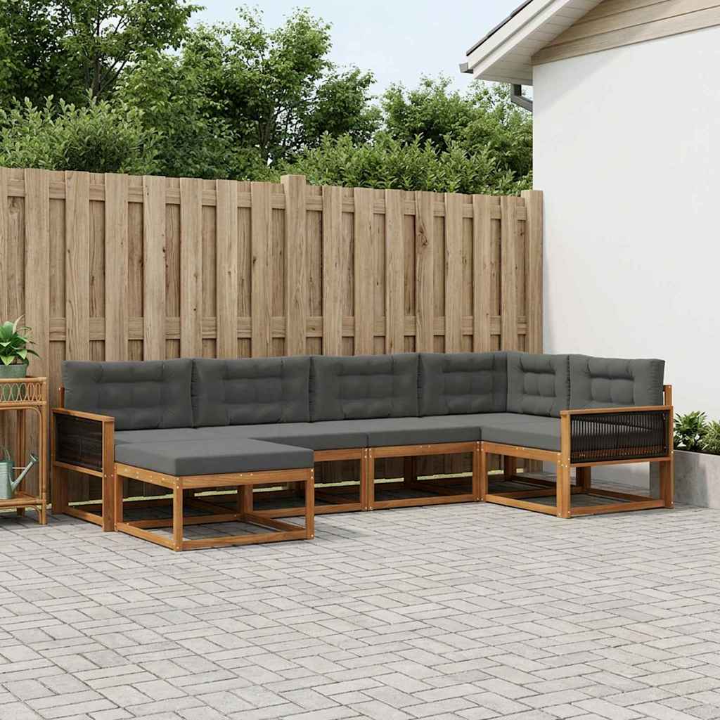 Buiten bankenset met kussen 6 pcs Natuurlijk en Antraciet – afbeelding 1